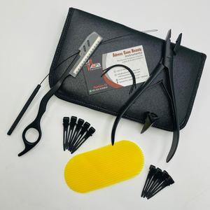 Maquinillas de afeitar con Velcro de un agujero, pinzas de partición de bucle de aguja de acero inoxidable mate negro, alicates de extensión de cabello de presión de microperlas - Product Image 5