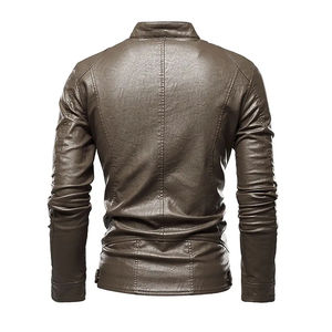 Veste en cuir PU tendance pour homme, vente chaude, OEM, vente en gros, veste d'hiver grise pour garçons, veste en cuir véritable pour homme - Product Image 2