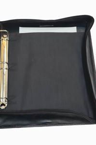 Genuine Leather Zippered Portfolio 3D <b>Ring</b> <b>Binder</b> Large Capacity Business Padfolio Folder Organizer Black Purple Pattern Holder - Product Image 3