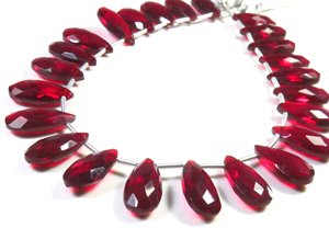 Red Synthetic Garnet Glass Quartz Pear Cut Faceted Beads 15x7mm Transparent 24 Pcs for Jewelry Making - Product Image 3