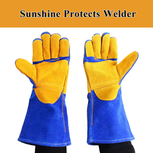 Gran oferta, guantes de soldadura de calidad Premium de seguridad de 16 pulgadas, guantes resistentes al calor para barbacoa, guantes de soldador de trabajo de cuero dividido de piel de vaca - Product Image 6