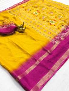 ผ้าซิลค์เนื้อนุ่มแบบดั้งเดิมของอินเดีย พร้อมลายเชฟรอนปักดิ้นซิป สำหรับผู้หญิง ชุดเจ้าสาวสุดพิเศษ - Product Image 3