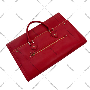 Bolsa de lona de cuero vegano rojo personalizada para mujer Delta | Sigma | Theta Weekender Gold Hardware Zipper DST Bolsa de viaje para ropa - Product Image 2
