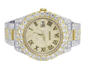 Reloj personalizado VVS Moissanite Diamante de acero inoxidable de dos tonos japonés automático Iced Out Hip Hop personalizado moda masculina - Product Image 2