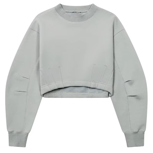 Sudadera con capucha corta para mujer con logotipo personalizado Mujer Manga larga Su propio diseño Sudaderas con capucha para mujer Sudaderas con hombros caídos para mujer - Product Image 1