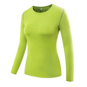 Nuevas llegadas invierno otoño ropa activa abrigo adelgazante cuerpo mujer manga larga compresión suave cultivo secado rápido acolchado Yoga camiseta - Product Image 1