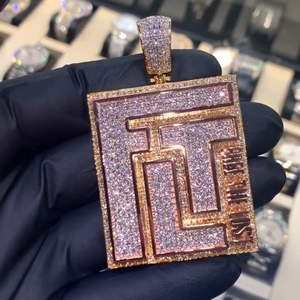 จี้ตัวอักษรเงินแท้ชุบทองคำขาวประดับเพชรโมอิสซาไนต์สีโรสโกลด์ สไตล์ฮิปฮอป หรูหรา ระยิบระยับ ระดับ VVS - Product Image 1