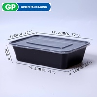 Boîte à lunch en plastique jetable transparente rectangulaire personnalisée de 500 ml, 650 ml, 750 ml, 1000 ml, contenants alimentaires jetables avec couvercle