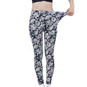 High Stretch Mid Waist Solid Breathable Tummy Compression Workout <b>Leggings</b> <b>Butt</b> <b>Lift</b> for Women Spandex/Polyester Sublimation - Product Image 2