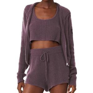 Sudadera con capucha recortada Relax Fit de tela suave para mujer Sudadera con capucha y cremallera completa con estilo - Product Image 1