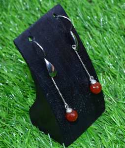 ต่างหูคาร์เนเลียนสีแดง925เครื่องประดับอัญมณีเงินสเตอร์ลิงต่างหูแบบห้อยทำด้วยมือเป็นของขวัญสำหรับวันเกิดของเธอ - Product Image 3