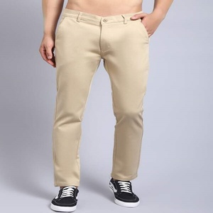 Pantalones chinos de algodón 100% personalizables para hombre, estilo informal caqui de cintura media con tinte liso, servicio OEM disponible - Product Image 3