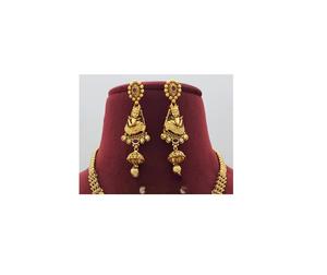 Ensemble de collier long et de boucles d'oreilles de qualité supérieure, finition or mat, magnifique, pour collection de mariage, pour femmes - Product Image 3