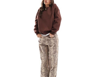 Sudadera Básica Personalizada de Manga Larga para Mujer con Cuello Redondo, Holgada, Deportiva, Informal, para Exteriores, Venta al por Mayor OEM - Product Image 2