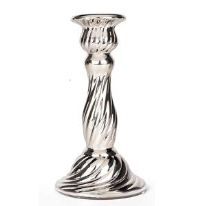 Classic Wide-Base <b>Taper</b> Aluminium Polished Silver <b>Candle</b> Holder with Elegant Flared Stem for Table & Home Decor - Product Image 2