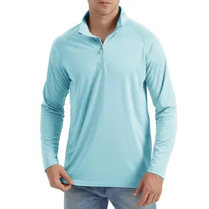 T-shirts à fermeture éclair 1/4 pour hommes, protection UV UPF 50 +, chemise pour la pêche et les sports de plein air, évacuation de l'humidité, séchage rapide - Product Image 1