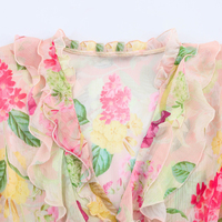 Blus Wanita lengan panjang, atasan Blusas Chic Wanita lengan panjang, blus dekorasi lapis, motif bunga, mode baru, 2025