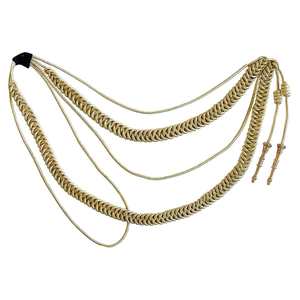 Marruecos de color plateado, las puntas de color dorado. Agujetas de Seda Blancas con Etiquetas Plateadas, Cordón de Macramé Recubierto, Acabado para Prendas - Product Image 1