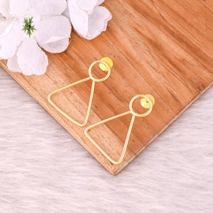 Pendientes de Botón de Latón Chapado en Oro para Mujer, Diseño Artesanal, Alta Calidad, Fabricante Mayorista - Product Image 3