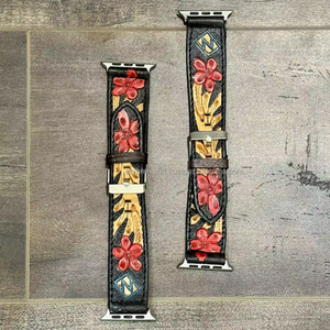 Prêt à expédier coloré Western Designer véritable cuir repoussé montre intelligente bracelets de remplacement en cuir véritable montre cadeau accessoire - Product Image 3