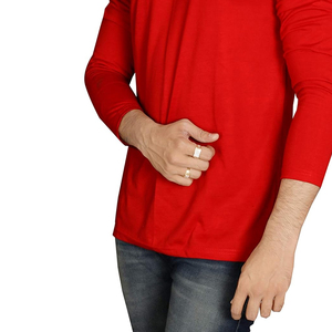 2025 OEM Camiseta roja de manga corta sólida para hombre Cuello redondo Impresión digital Ajuste regular 100% Algodón de punto 220g Transpirable - Product Image 3