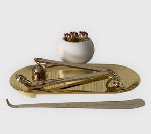 Briquet en acier inoxydable gravé de couleur or éteignoir noir outil de bougie mèche tondeuse ensemble avec boîte-cadeau - Product Image 4