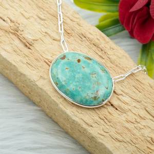 <b>Handmade</b> 925 Sterling <b>Silver</b> Turquoise Gemstone <b>Necklace</b> Platinum Main Material Elegant Gift for Women NL0088-GS - Product Image 3