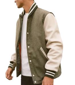 แจ็คเก็ตเบสบอลทรงโอเวอร์ไซส์สำหรับผู้ชาย คุณภาพสูง ผ้าฝ้าย 100% สำหรับฤดูหนาว ปักโลโก้ตามสั่งด้านหน้า ไซส์พลัส สำหรับนักศึกษา - Product Image 3