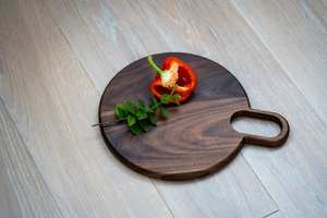 100% planche à découper ronde en bois de qualité supérieure à long manche - Product Image 6