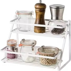 Top vente noir en fer forgé multi-niveaux coin étagère murale maison hôtel Restaurant utiliser métal épices armoire étagère de rangement - Product Image 4