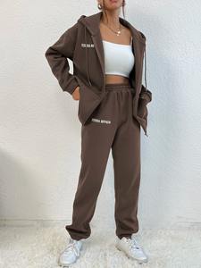 Ensemble de survêtement décontracté à capuche pour femme, style actif, pour l'entraînement, le fitness, le sport et le quotidien - Product Image 2