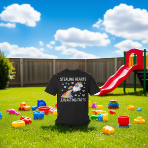 Camiseta Infantil de Unicornio Arcoíris con Estampado de Pezones Divertidos, Personalizable, para Niños - Product Image 3