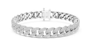 Bracelet VDS de luxe à maillons cubains, diamants de laboratoire, argent 925 serti pavé, certifié IGI, or jaune et blanc, unisexe, tendance, pour fêtes - Product Image 4