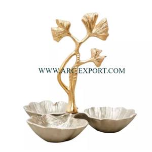 Vente en gros de bol décoratif de table moderne bols de service à dessert en laiton massif bols de service 2 plats de table d'assemblage - Product Image 2