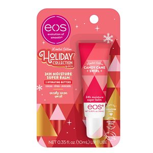 Bálsamo labial navideño eos - Candy Cane Swirl Super Balm, hidratación 24H, regalos para el Navidad, 0.35 fl oz - Product Image 1