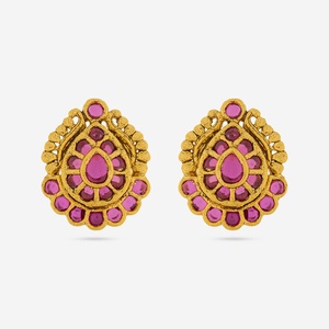 Vintage <b>Silver</b> Temple Earrings 188154 Trendy Stainless Steel Flower <b>Stud</b> & Hoop Bezel Setting for Wedding Religious Occasions - Product Image 1