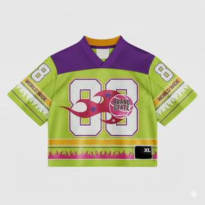 T-shirt à manches courtes surdimensionné en maille personnalisée pour homme, 100% polyester respirant, maillot de football américain pour les fans de football et de basketball - Product Image 2