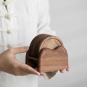 Ensemble de dessous-de-verre en bois de noyer et de hêtre avec support en forme de V, dessous-de-verre carré, protection de surface de table, bar, restaurant, café, ustensiles de cuisine - Product Image 6