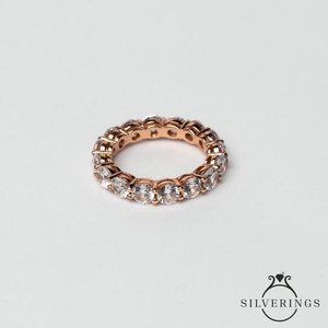 Bague en argent sterling 925 Silverings avec zircon scintillant, plaqué rhodium et sertissage griffe, idéale pour les fiançailles - Product Image 5