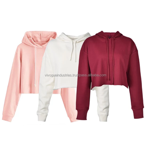 Ventes en gros de sweats à capuche personnalisés pour femmes, sweats à capuche d'hiver courts brodés, streetwear décontracté surdimensionné, pulls à capuche - Product Image 5