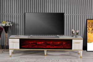 Soporte de consola de TV de madera moderno convertible de lujo, estilo de diseño minimalista eléctrico, función de almacenamiento de luz para sala de estar y dormitorio - Product Image 4