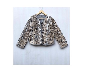 Chaqueta acolchada con estampado de bloques: abrigo bohemio hecho a mano - Product Image 1