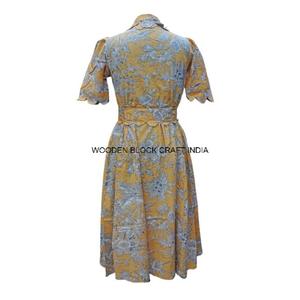 Robe midi moulante en coton indien à imprimé floral fait main, style moderne vintage bohème, pour femmes, soirée estivale - Product Image 4