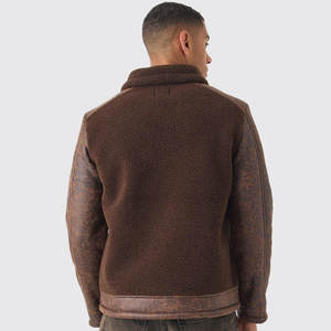 Veste en cuir de fausse fourrure de motard de taille plus écologique veste en cuir de peau de mouton pour hommes de qualité supérieure grande personnalité - Product Image 5