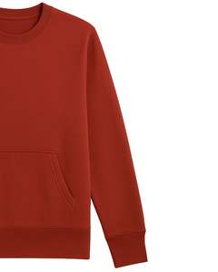 Sweat-shirt en molleton rouge rouille pour homme, col rond, poche, pull à manches longues, décontracté, en coton doux, chaud pour l'hiver, conception personnalisée OEM - Product Image 3