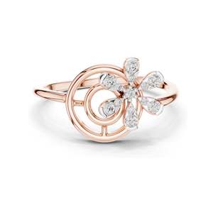 แหวนเพชรทรงดอกไม้ลายเกลียว 0.148 กะรัต สำหรับผู้หญิง ความใส VVS-VS EF ทอง 18KT, 14KT, 10KT และเงิน 925 สีโรสโกลด์ สีเหลือง - Product Image 3