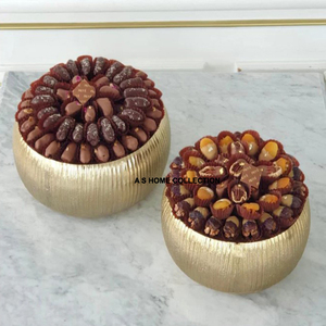 Bol décoratif de fruits en aluminium de branche de fleur martelée de couleur dorée pour la maison et le restaurant disponible avec le fournisseur indien - Product Image 3