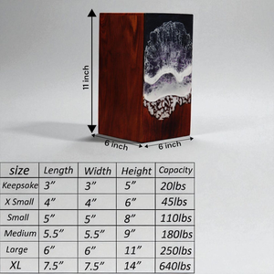 โกศเผาศพโรสวูดทำด้วยมือสีดำและสีขาวน้ำไหลออกแบบคลื่นเรซินฝังโกศเผาศพ - Product Image 2