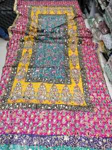 Ssumaira Collection Screen Printing <b>Mirror</b> Dupatta Fabric Pure Silk Dori Embroidery& <b>Mirrors</b> Work - Product Image 3