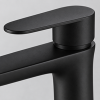 Robinet de salle de bain monocommande WYRAX en acier inoxydable brossé moderne, à poser sur le plan, avec cartouche céramique – Meilleure vente